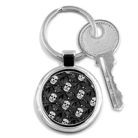 Skull Skeleton Pattern Texture Key Chain (Round) from ArtsNow.com Front