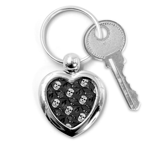 Skull Skeleton Pattern Texture Key Chain (Heart) from ArtsNow.com Front