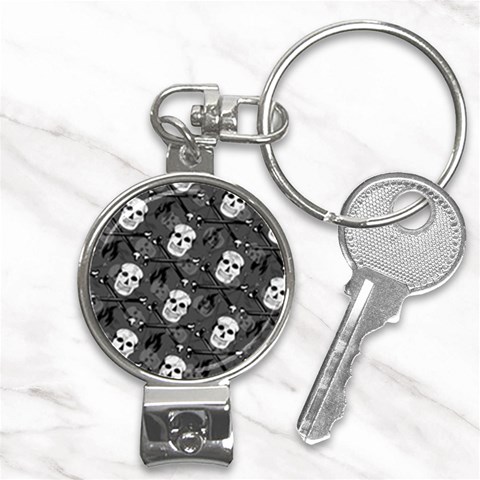 Skull Skeleton Pattern Texture Nail Clippers Key Chain from ArtsNow.com Front