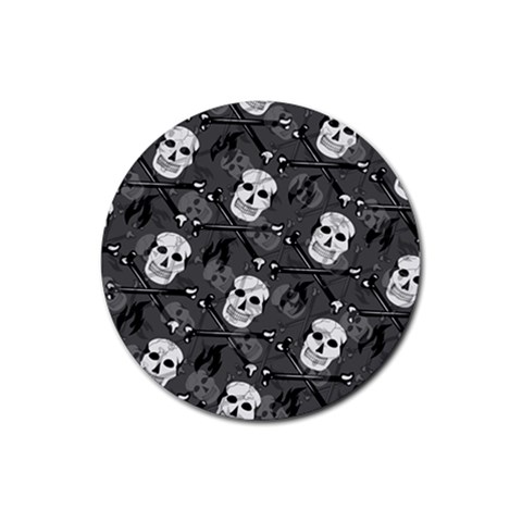 Skull Skeleton Pattern Texture Rubber Coaster (Round) from ArtsNow.com Front