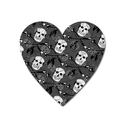 Skull Skeleton Pattern Texture Heart Magnet from ArtsNow.com Front