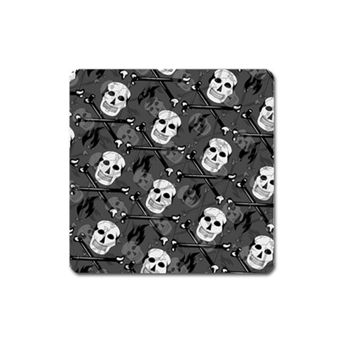 Skull Skeleton Pattern Texture Square Magnet from ArtsNow.com Front