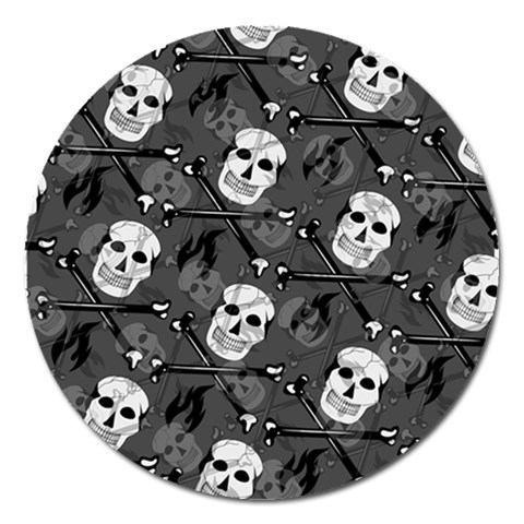 Skull Skeleton Pattern Texture Magnet 5  (Round) from ArtsNow.com Front
