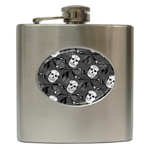 Skull Skeleton Pattern Texture Hip Flask (6 oz) from ArtsNow.com Front