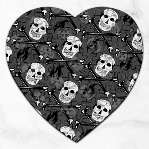 Skull Skeleton Pattern Texture Jigsaw Puzzle (Heart) from ArtsNow.com Front