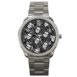 Skull Skeleton Pattern Texture Sport Metal Watch