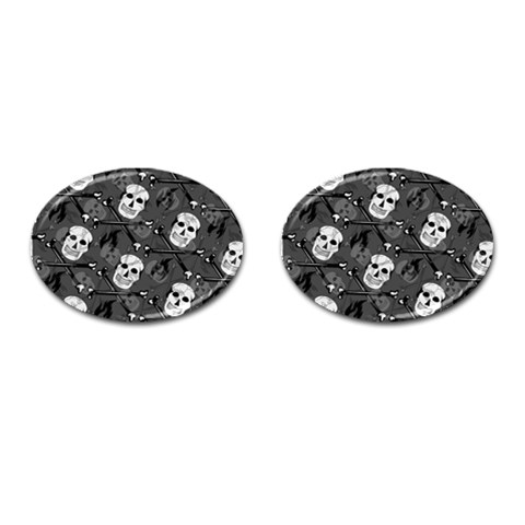 Skull Skeleton Pattern Texture Cufflinks (Oval) from ArtsNow.com Front(Pair)