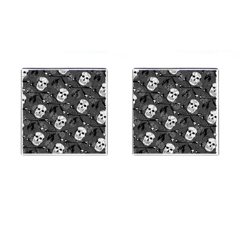 Skull Skeleton Pattern Texture Cufflinks (Square) from ArtsNow.com Front(Pair)