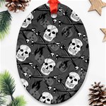 Skull Skeleton Pattern Texture Oval Ornament (Two Sides)