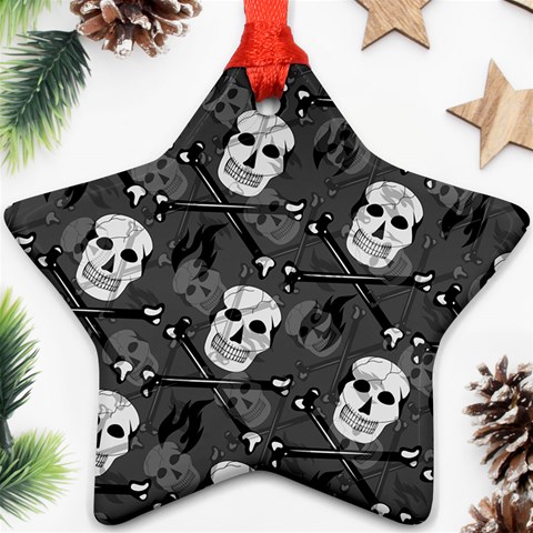 Skull Skeleton Pattern Texture Star Ornament (Two Sides) from ArtsNow.com Front