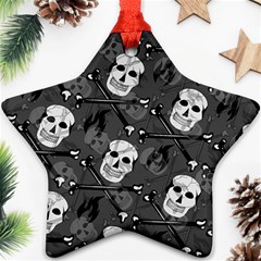 Skull Skeleton Pattern Texture Star Ornament (Two Sides) from ArtsNow.com Front