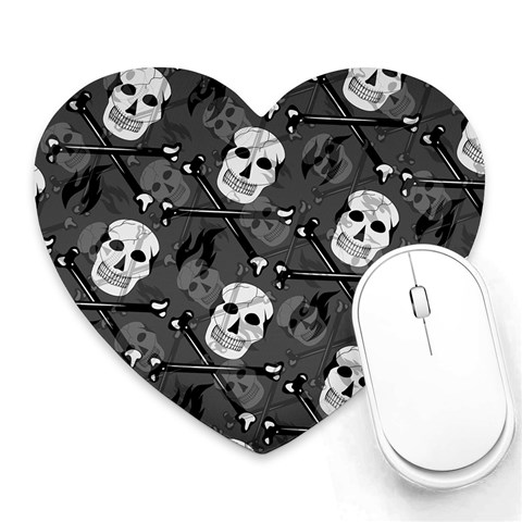 Skull Skeleton Pattern Texture Heart Mousepad from ArtsNow.com Front
