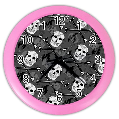 Skull Skeleton Pattern Texture Color Wall Clock from ArtsNow.com Front