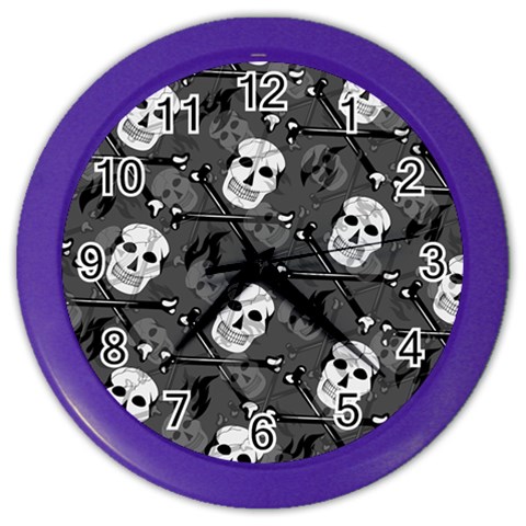 Skull Skeleton Pattern Texture Color Wall Clock from ArtsNow.com Front