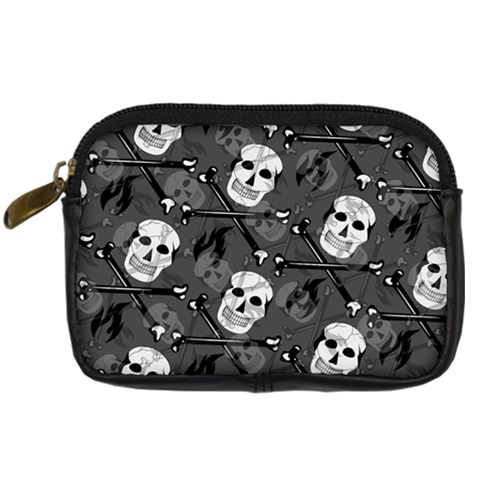 Skull Skeleton Pattern Texture Digital Camera Leather Case from ArtsNow.com Front