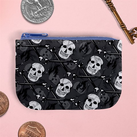 Skull Skeleton Pattern Texture Mini Coin Purse from ArtsNow.com Front
