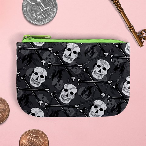 Skull Skeleton Pattern Texture Mini Coin Purse from ArtsNow.com Front
