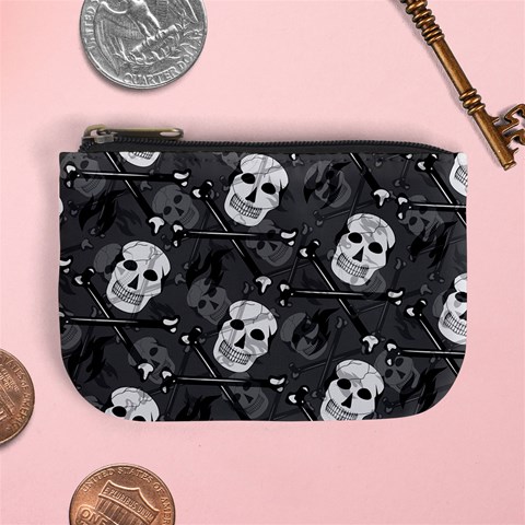 Skull Skeleton Pattern Texture Mini Coin Purse from ArtsNow.com Front