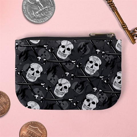 Skull Skeleton Pattern Texture Mini Coin Purse from ArtsNow.com Back