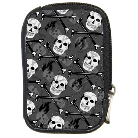 Skull Skeleton Pattern Texture Compact Camera Leather Case from ArtsNow.com Front