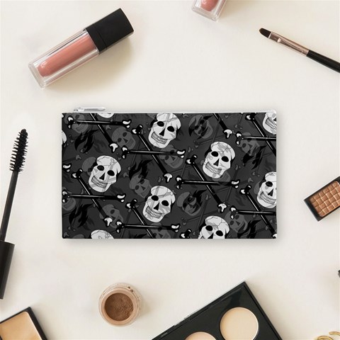 Skull Skeleton Pattern Texture Cosmetic Bag (Small) from ArtsNow.com Front