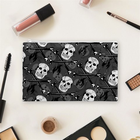 Skull Skeleton Pattern Texture Cosmetic Bag (Medium) from ArtsNow.com Front