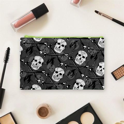 Skull Skeleton Pattern Texture Cosmetic Bag (Medium) from ArtsNow.com Front