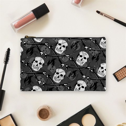 Skull Skeleton Pattern Texture Cosmetic Bag (Medium) from ArtsNow.com Front