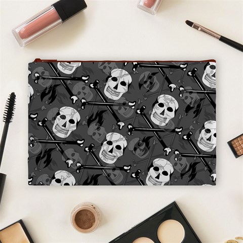 Skull Skeleton Pattern Texture Cosmetic Bag (Large) from ArtsNow.com Front
