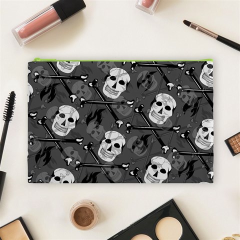 Skull Skeleton Pattern Texture Cosmetic Bag (Large) from ArtsNow.com Front