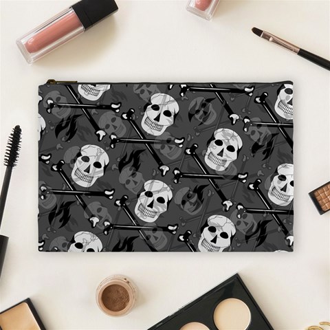 Skull Skeleton Pattern Texture Cosmetic Bag (Large) from ArtsNow.com Front