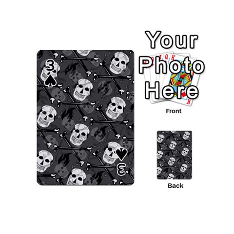 Skull Skeleton Pattern Texture Playing Cards 54 Designs (Mini) from ArtsNow.com Front - Spade3
