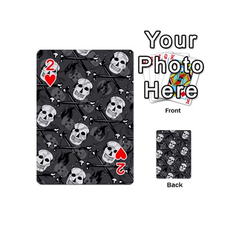Skull Skeleton Pattern Texture Playing Cards 54 Designs (Mini) from ArtsNow.com Front - Heart2