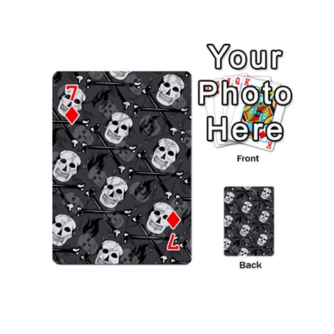 Skull Skeleton Pattern Texture Playing Cards 54 Designs (Mini) from ArtsNow.com Front - Diamond7