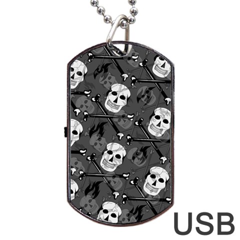 Skull Skeleton Pattern Texture Dog Tag USB Flash (One Side) from ArtsNow.com Front