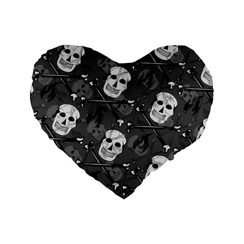 Skull Skeleton Pattern Texture Standard 16  Premium Heart Shape Cushions from ArtsNow.com Front