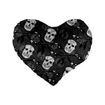 Skull Skeleton Pattern Texture Standard 16  Premium Heart Shape Cushions
