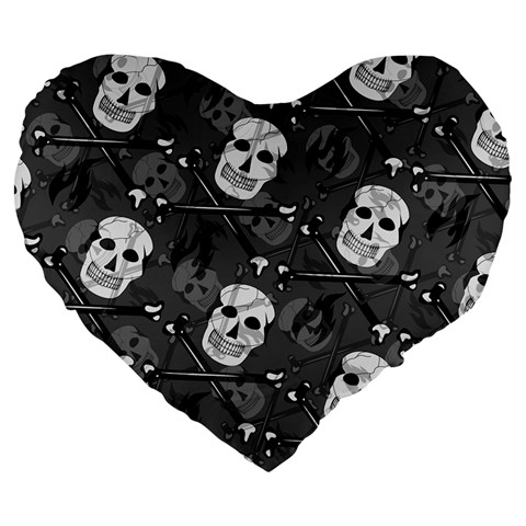 Skull Skeleton Pattern Texture Large 19  Premium Heart Shape Cushions from ArtsNow.com Front