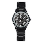 Skull Skeleton Pattern Texture Stainless Steel Round Watch