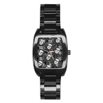 Skull Skeleton Pattern Texture Stainless Steel Barrel Watch