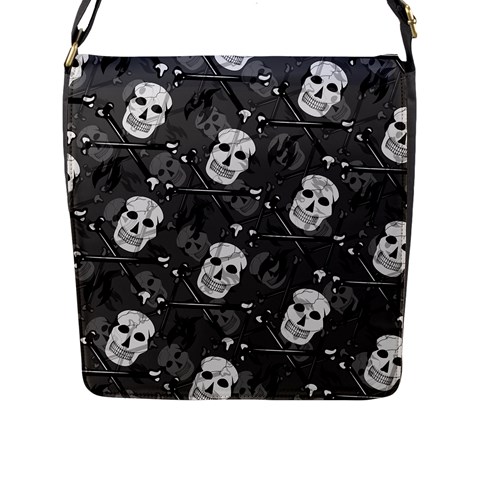 Skull Skeleton Pattern Texture Flap Closure Messenger Bag (L) from ArtsNow.com Front