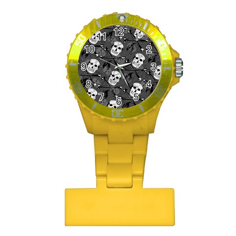 Skull Skeleton Pattern Texture Plastic Nurses Watch from ArtsNow.com Front