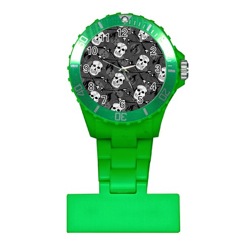 Skull Skeleton Pattern Texture Plastic Nurses Watch from ArtsNow.com Front