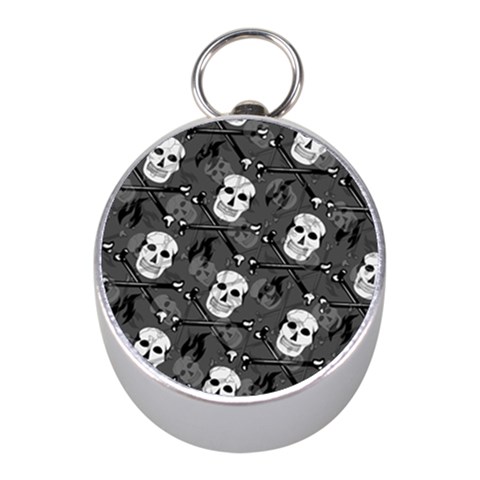 Skull Skeleton Pattern Texture Mini Silver Compasses from ArtsNow.com Front
