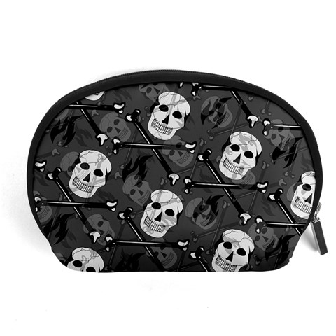 Skull Skeleton Pattern Texture Accessory Pouch (Large) from ArtsNow.com Front