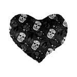 Skull Skeleton Pattern Texture Standard 16  Premium Flano Heart Shape Cushions