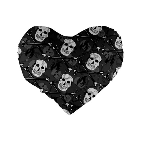Skull Skeleton Pattern Texture Standard 16  Premium Flano Heart Shape Cushions from ArtsNow.com Back