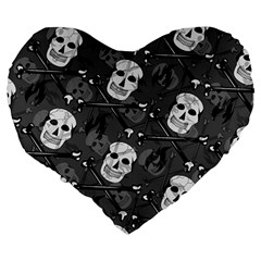 Skull Skeleton Pattern Texture Large 19  Premium Flano Heart Shape Cushions from ArtsNow.com Back