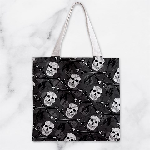 Skull Skeleton Pattern Texture Zipper Grocery Tote Bag from ArtsNow.com Front