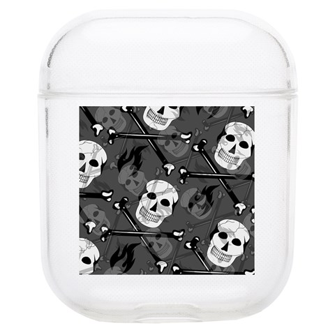 Skull Skeleton Pattern Texture Soft TPU AirPods 1/2 Case from ArtsNow.com Front